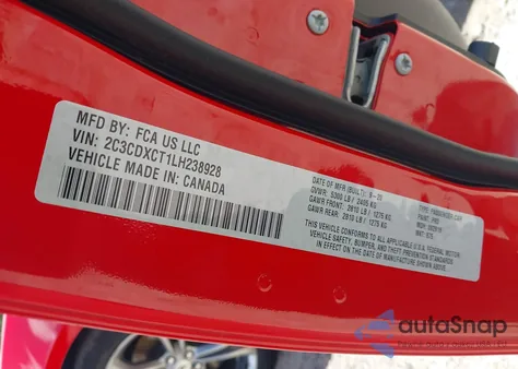 2020 Dodge Charger R/T Rwd z USA, uszkodzony, nr VIN 2C3CDXCT1LH238928